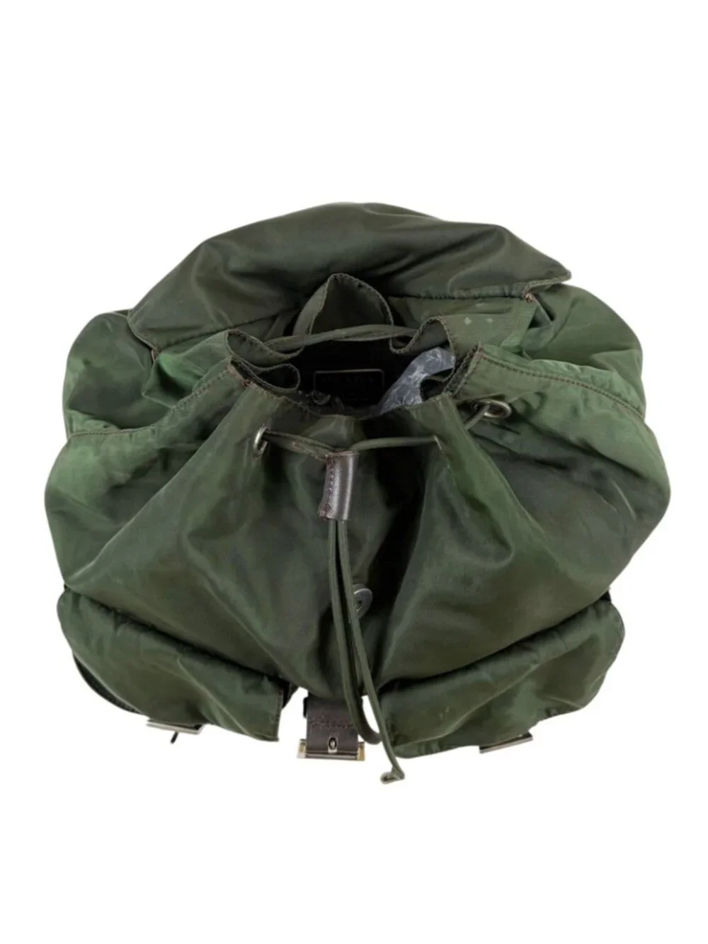Prada Triangle Logo Backpack Tessuto Nylon Khaki Green